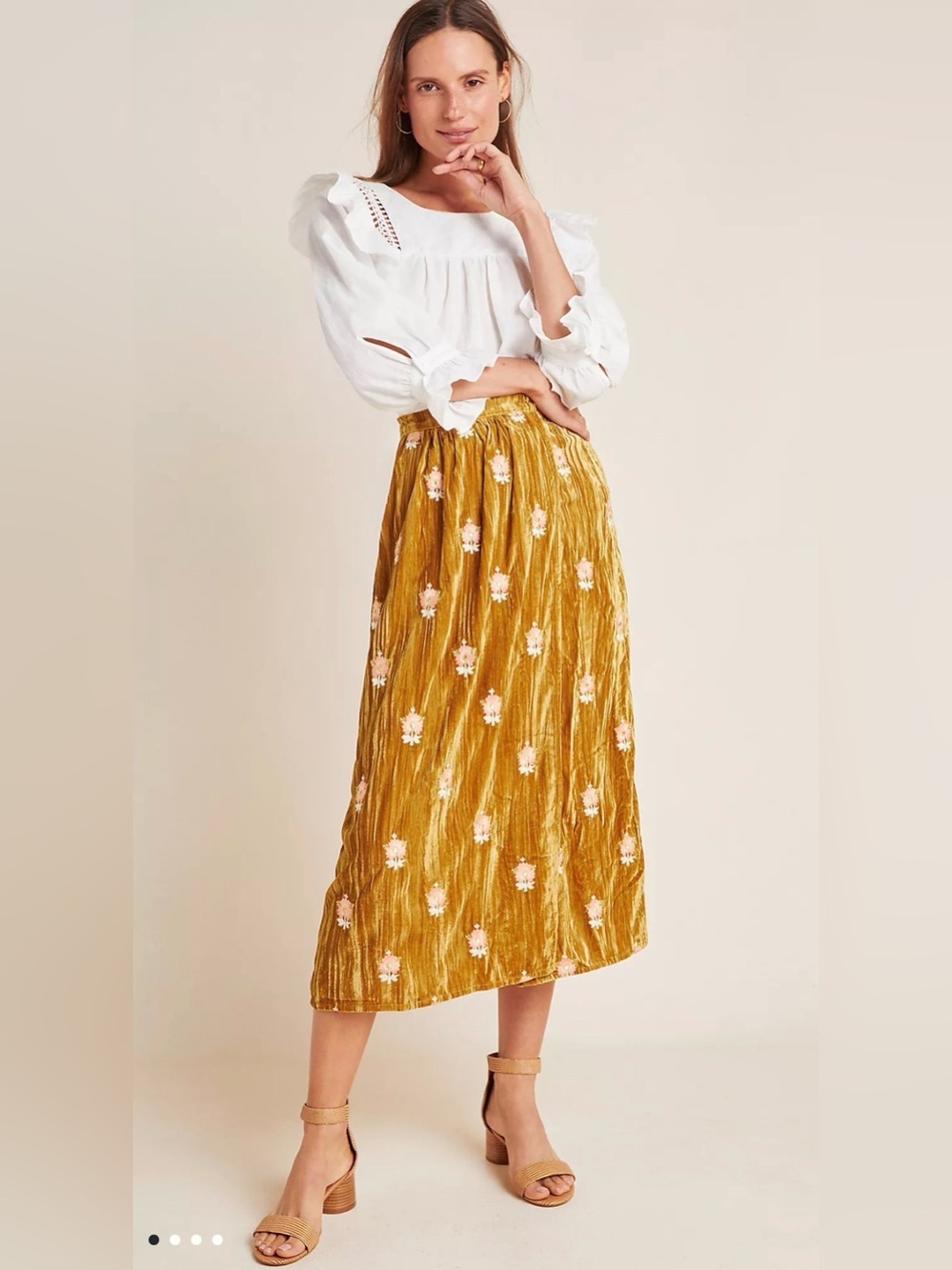 Louise Misha Elena Embroidered Velvet Skirt